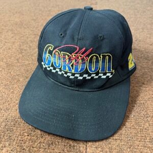 B+ Vintage Jeff Gordon NASCAR Hat CSA Black Snapback 24 Racing Cap 90s RN 62641